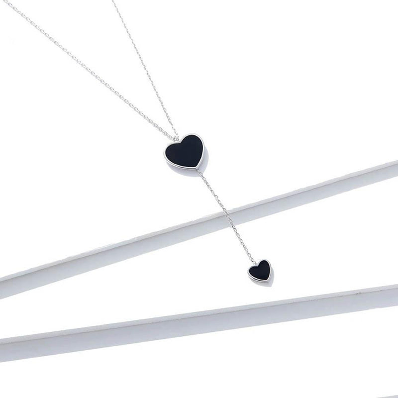 Unwiderstehliche Doppelherz-Silberhalskette mit Y-förmiger Kette