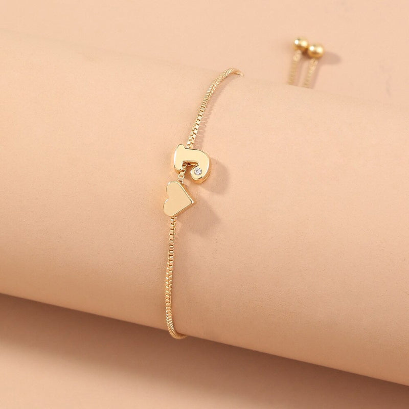 Personalisierte Liebesherz-Anfangsbuchstaben-Armbänder von A-Z