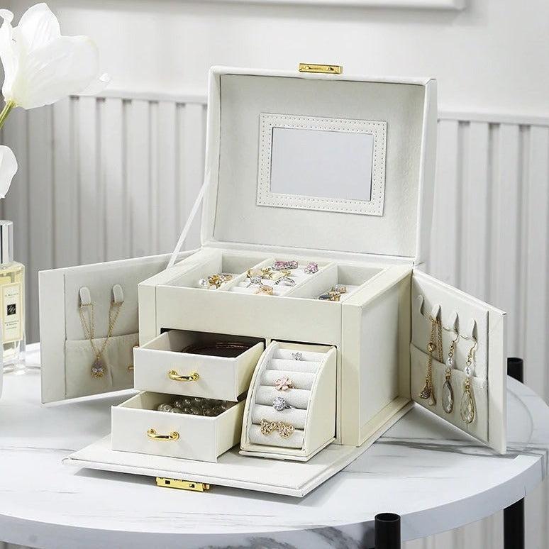 Schmuckschatulle-Organizer mit Fächern und Spiegel