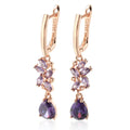 Roségoldene Tropfen-Amethyst-Ohrringe - Lila Edelstein-Tropfen-Ohrringe