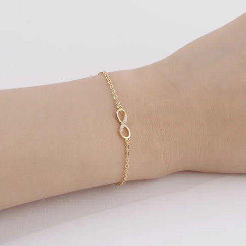Armband mit Unendlichkeitssymbol – Silber, Gold, Kristall, Freundschaftsarmband