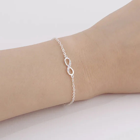 Armband mit Unendlichkeitssymbol – Silber, Gold, Kristall, Freundschaftsarmband