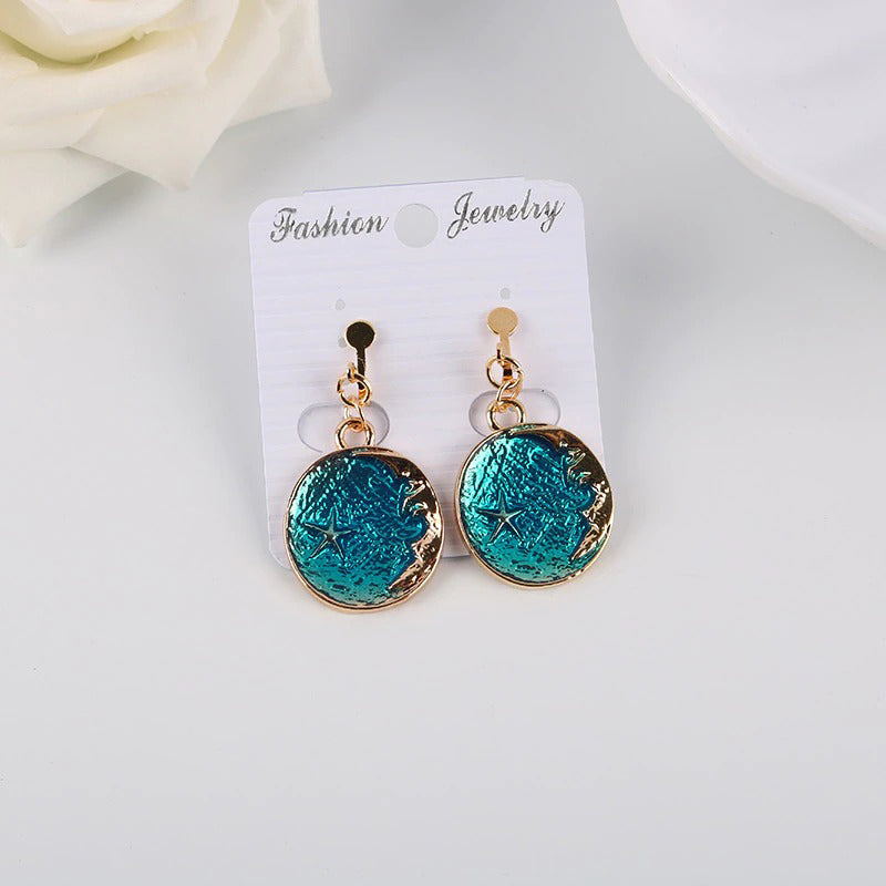 Asymmetrische Ohrclips mit koreanischen Modesternen, Monden und Planeten