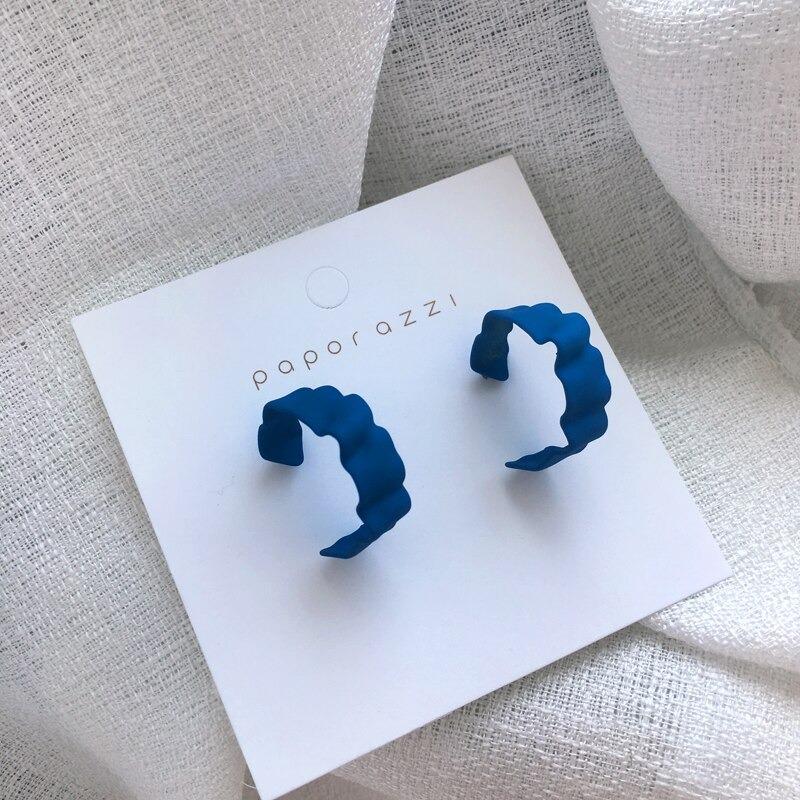 Kollektion geometrischer blauer Statement-Ohrringe im koreanischen Stil