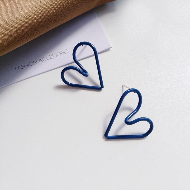 Kollektion geometrischer blauer Statement-Ohrringe im koreanischen Stil