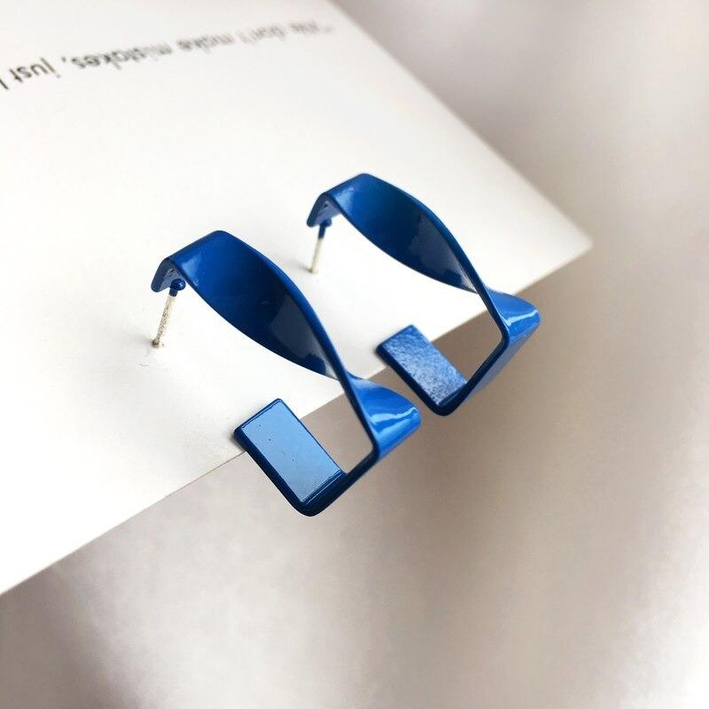 Kollektion geometrischer blauer Statement-Ohrringe im koreanischen Stil