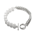 Goldenes Perlenarmband – Luxus-Designer-Knebelverschluss und klobige Kette