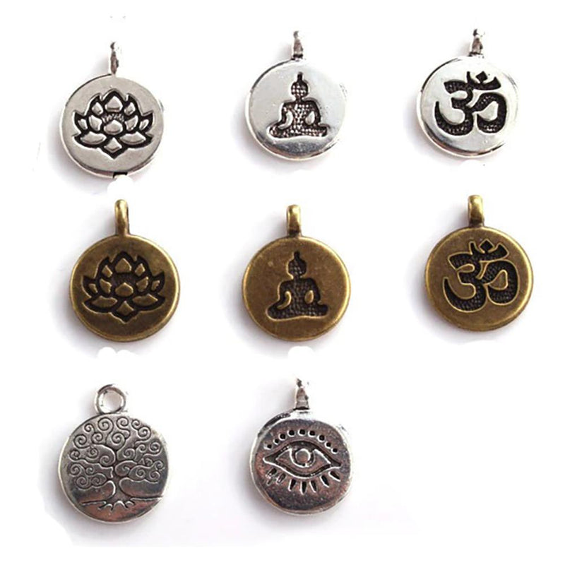 Mehrfach gewickeltes Perlenarmband mit Lotusblüten-Anhänger aus Lavastein