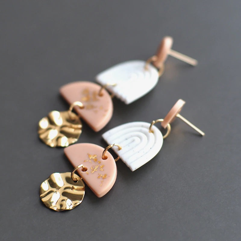 Mehrlagige, handgefertigte geometrische Statement-Ohrringe im Vintage-Stil