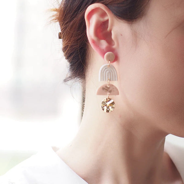 Mehrlagige, handgefertigte geometrische Statement-Ohrringe im Vintage-Stil