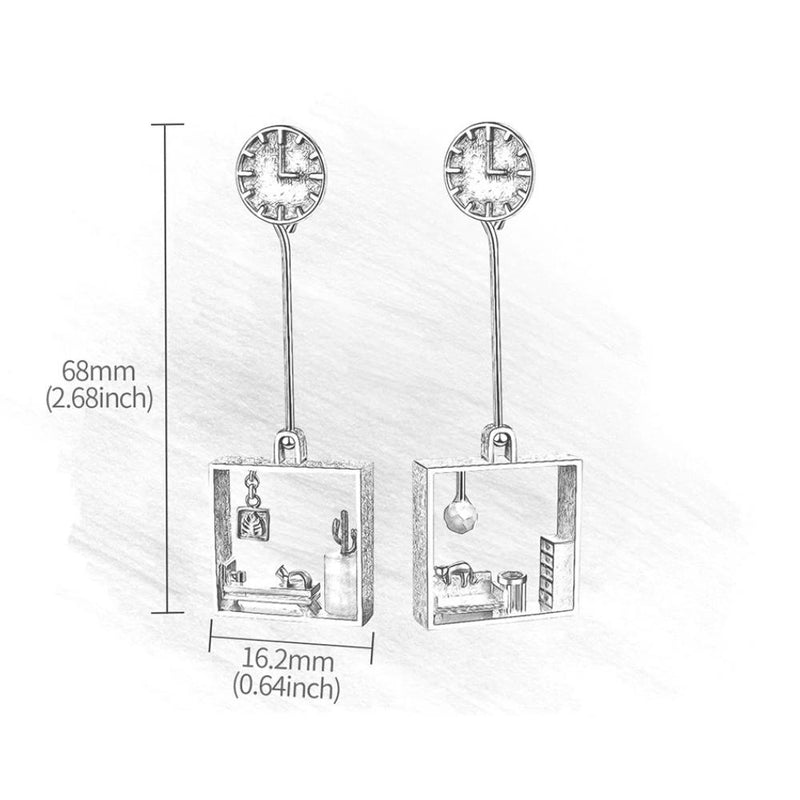 Faule Katze im Mini-Haus Sterling Silber Ohrringe