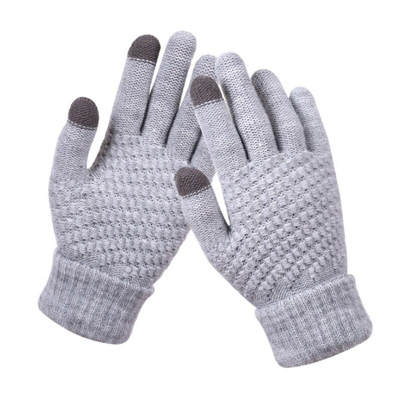 Gestrickte, warme Touchscreen-Winterhandschuhe mit Leopardenmuster