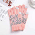 Gestrickte, warme Touchscreen-Winterhandschuhe mit Leopardenmuster