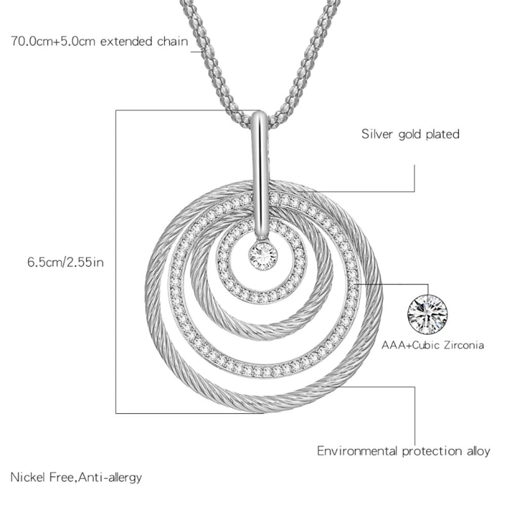 Lange Halskette mit mehrlagigem, abgerundetem Strass-Anhänger