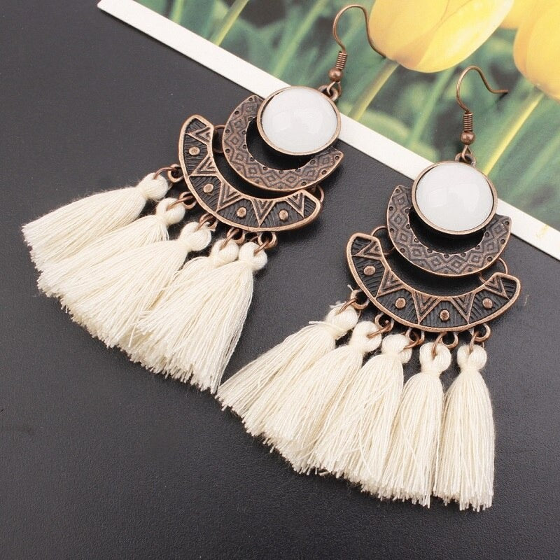 Lange Fransen Tropfen Bohemian Quaste Ohrringe