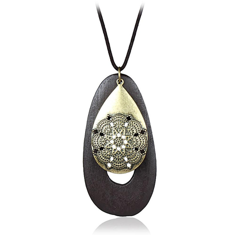 Lange Statement-Halskette aus Holz im Vintage-Stil