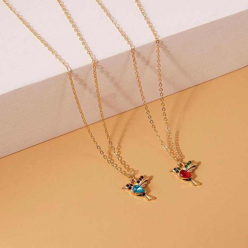 Schöne Halsketten mit Strass-Kolibri-Anhänger