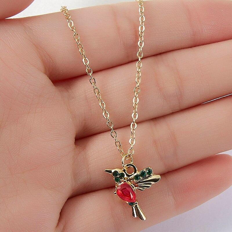 Schöne Halsketten mit Strass-Kolibri-Anhänger