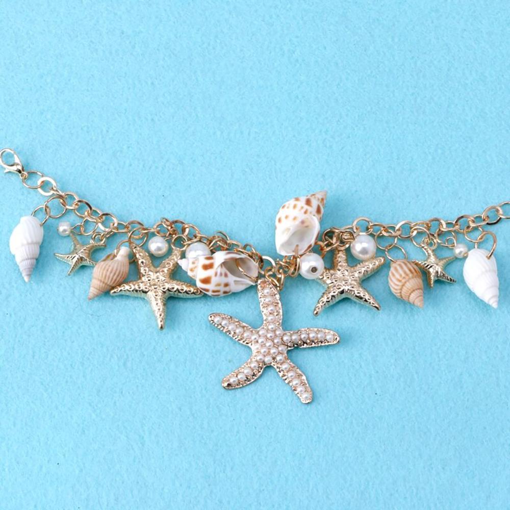 Schönes Muschel- und Seestern-Armband mit Kunstperlen-Anhängern
