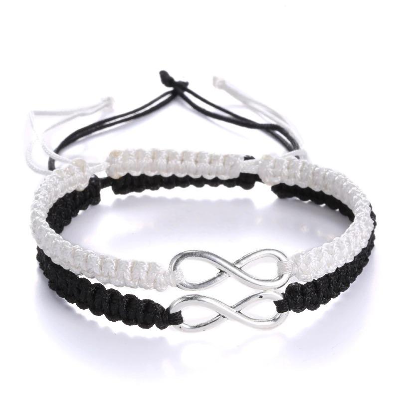 Lucky Infinity Charm Paar geflochtenes Armband-Set