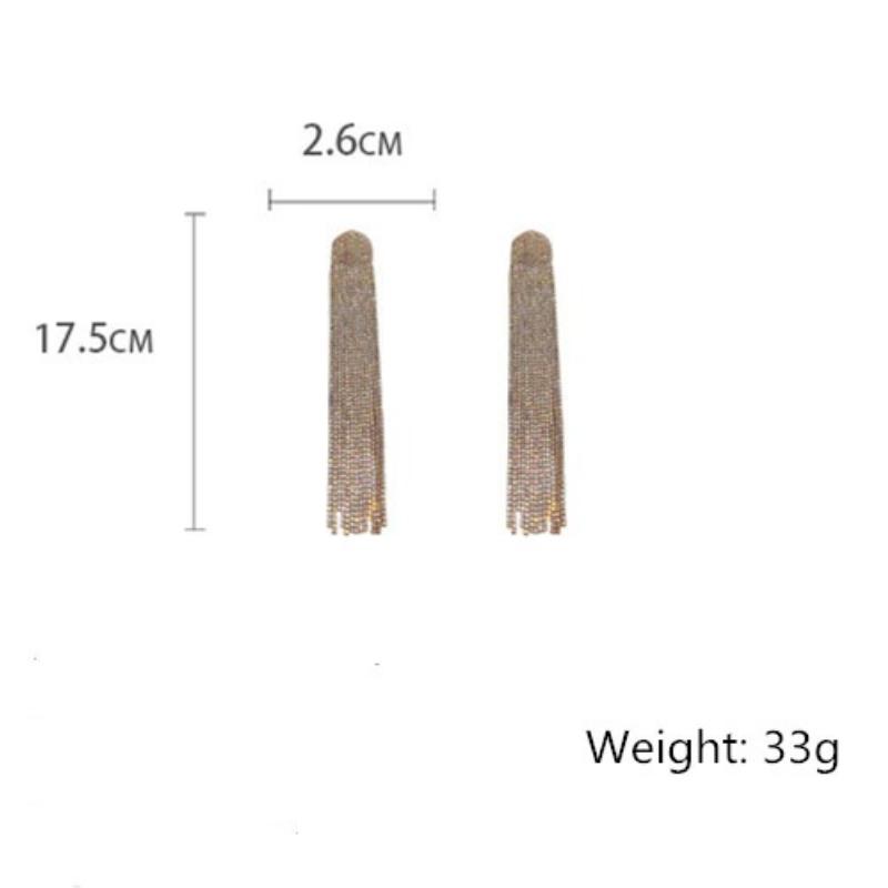 Glänzende, mit Strasssteinen verzierte, lange Quasten-Ohrhänger