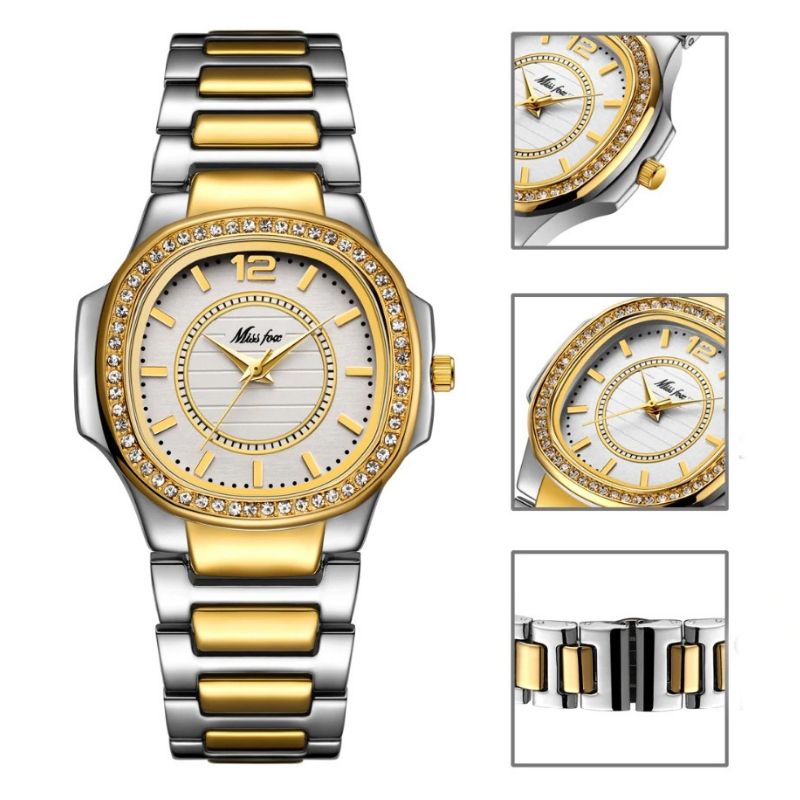 Luxuriöse, mit Juwelen besetzte, edle Quarz-Armbanduhr