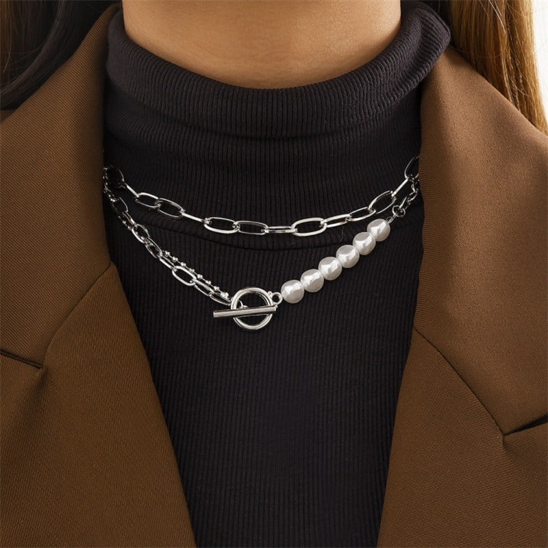 Luxuriöse mehrschichtige moderne Süßwasserperlen-Trendketten