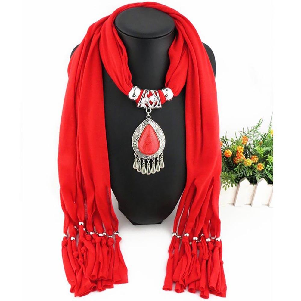 Luxuriöser Sommer-Chiffonschal mit Wassertropfen-Anhänger und Quasten