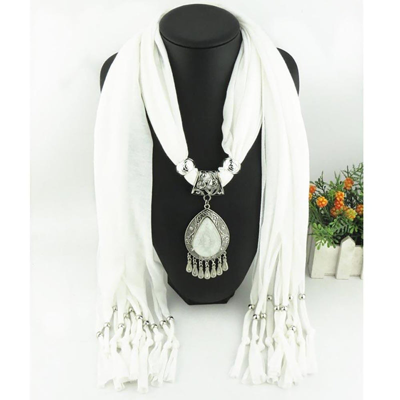 Luxuriöser Sommer-Chiffonschal mit Wassertropfen-Anhänger und Quasten