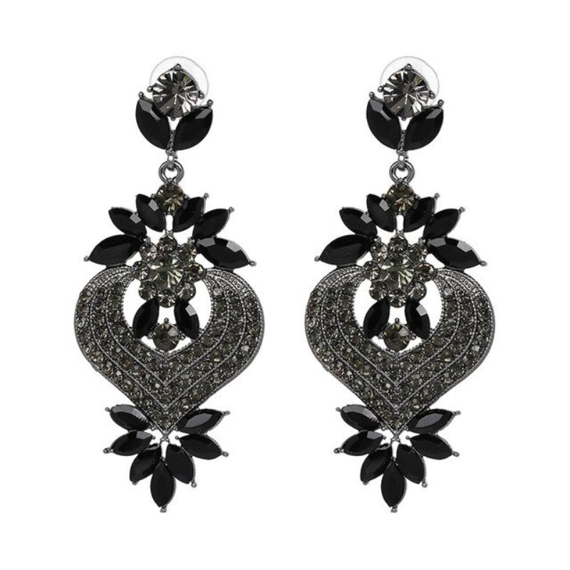 Luxuriöse lange Tropfenohrringe mit Strasssteinen besetzt