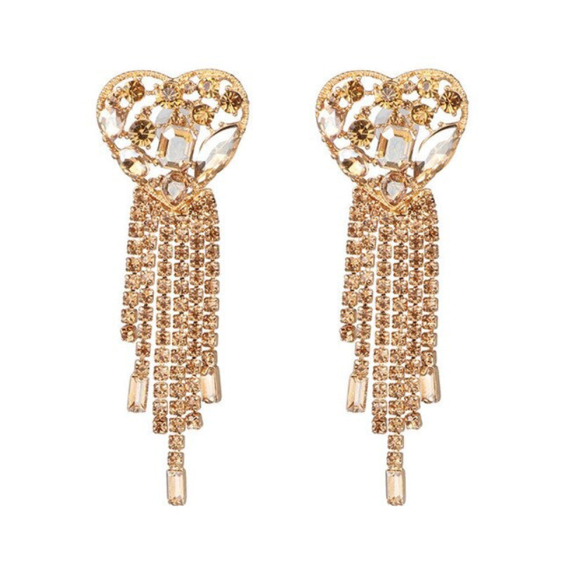 Luxuriöse lange Tropfenohrringe mit Strasssteinen besetzt