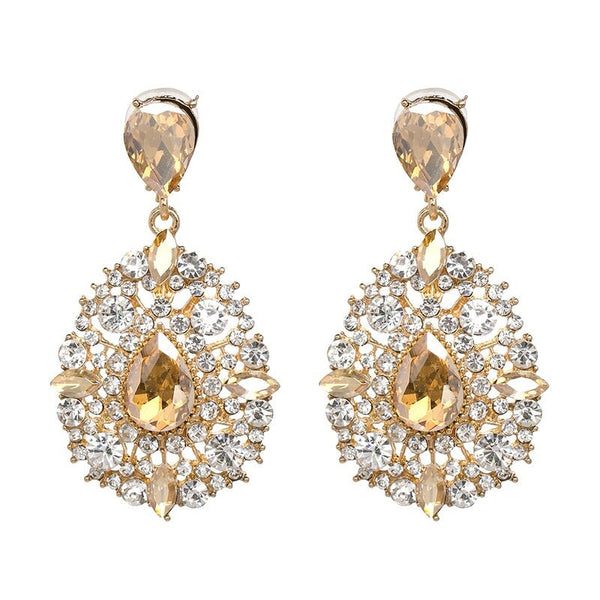 Luxuriöse lange Tropfenohrringe mit Strasssteinen besetzt