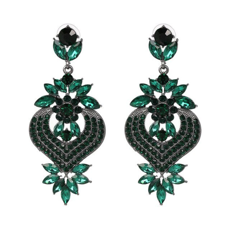 Luxuriöse lange Tropfenohrringe mit Strasssteinen besetzt