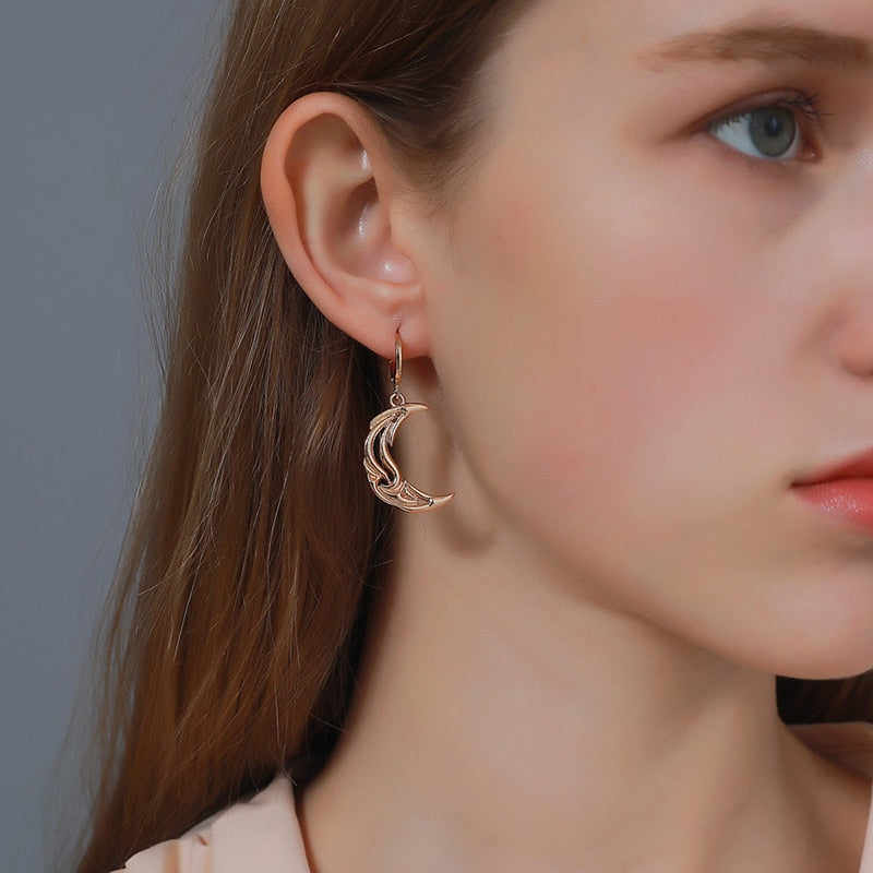 Gothic Sonne und Mond Ohrhänger - Modischer asymmetrischer Schmuck
