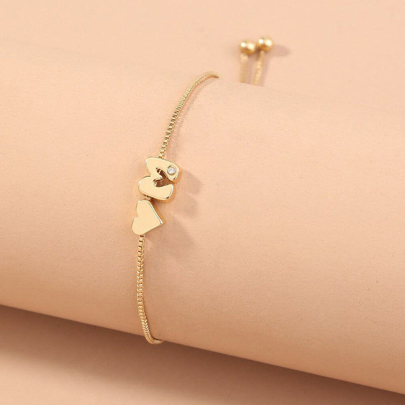 Personalisierte Liebesherz-Anfangsbuchstaben-Armbänder von A-Z