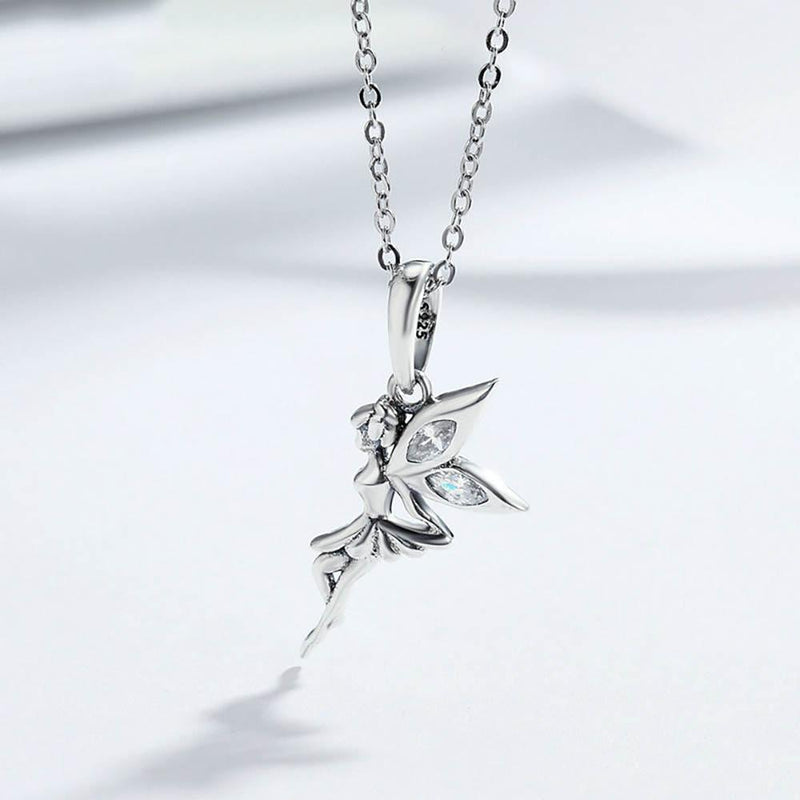 Zauberhafte Sterling Silber Halskette mit Feen Anhänger