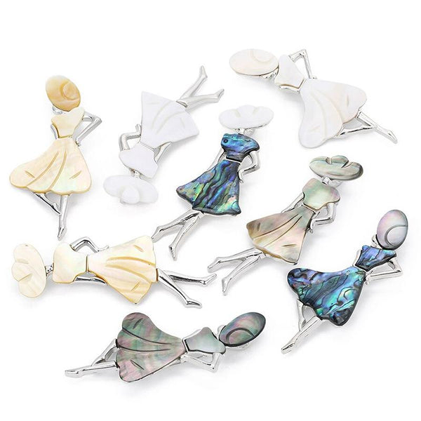 Faszinierende Ballett tanzende Mädchen Sea Shell Brosche Pins