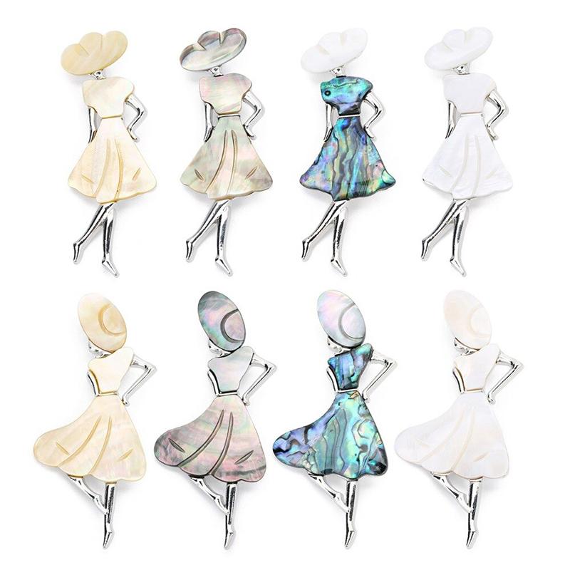 Faszinierende Ballett tanzende Mädchen Sea Shell Brosche Pins