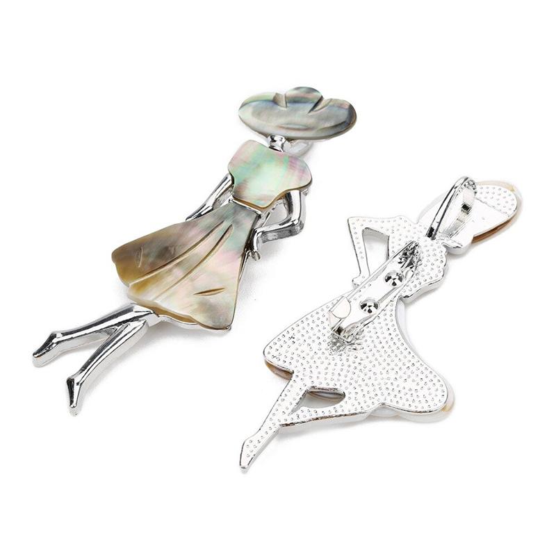 Faszinierende Ballett tanzende Mädchen Sea Shell Brosche Pins