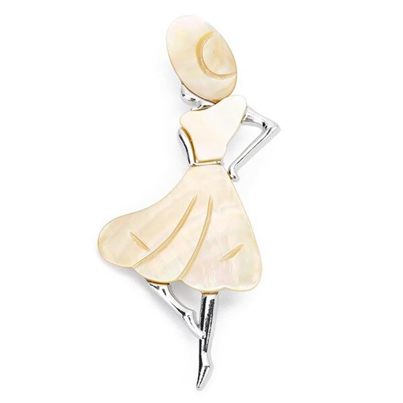 Faszinierende Ballett tanzende Mädchen Sea Shell Brosche Pins