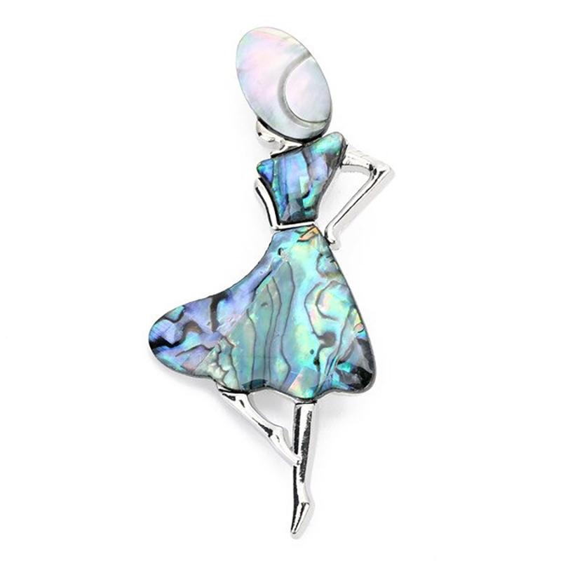 Faszinierende Ballett tanzende Mädchen Sea Shell Brosche Pins