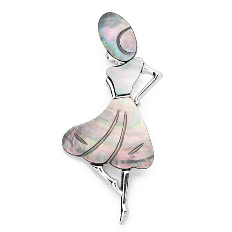 Faszinierende Ballett tanzende Mädchen Sea Shell Brosche Pins