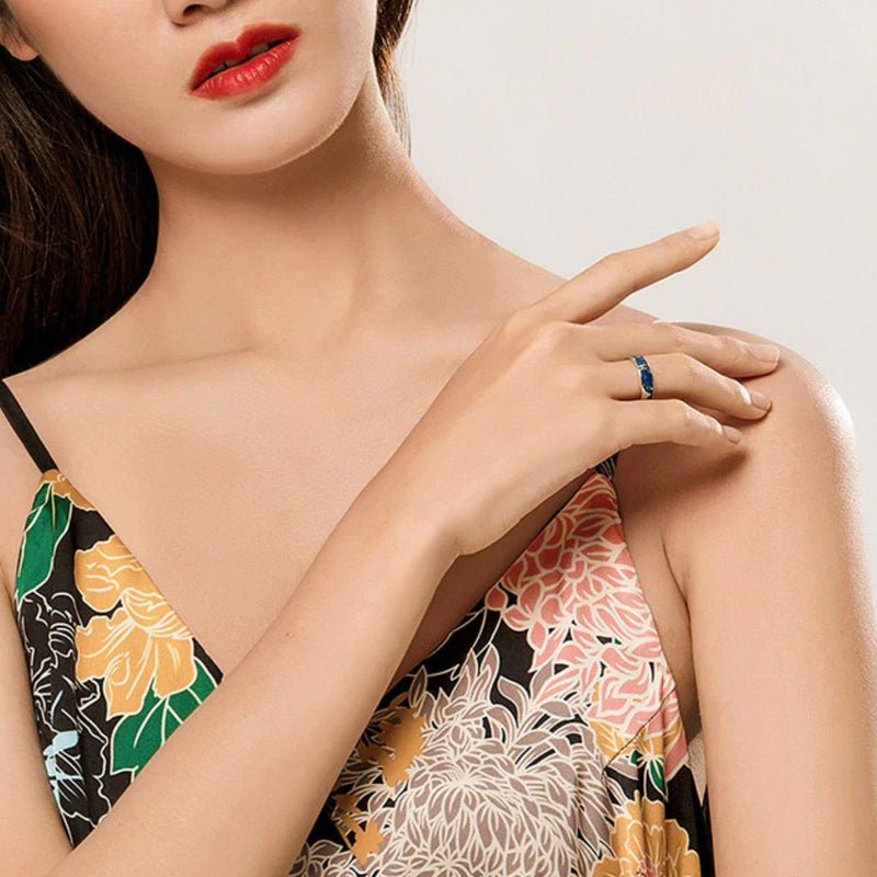 Faszinierender Sterling-Silberring mit blauem Sternenhimmel von Van Gogh