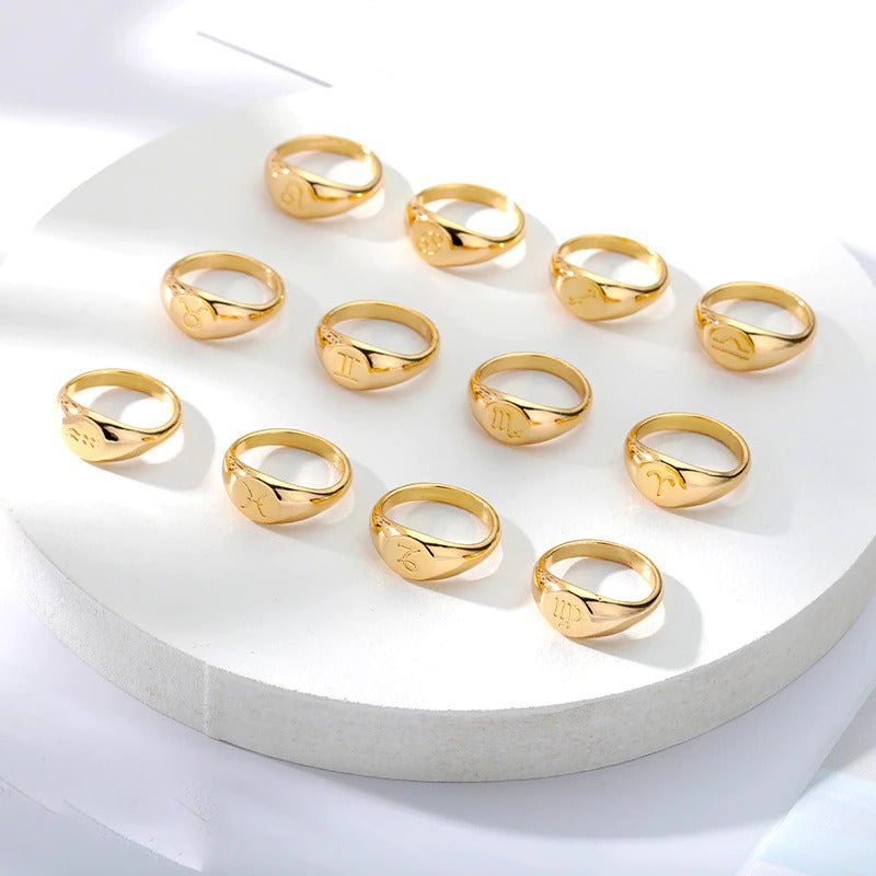 Minimalistische Ringe mit den 12 Sternbildern und Sternzeichen
