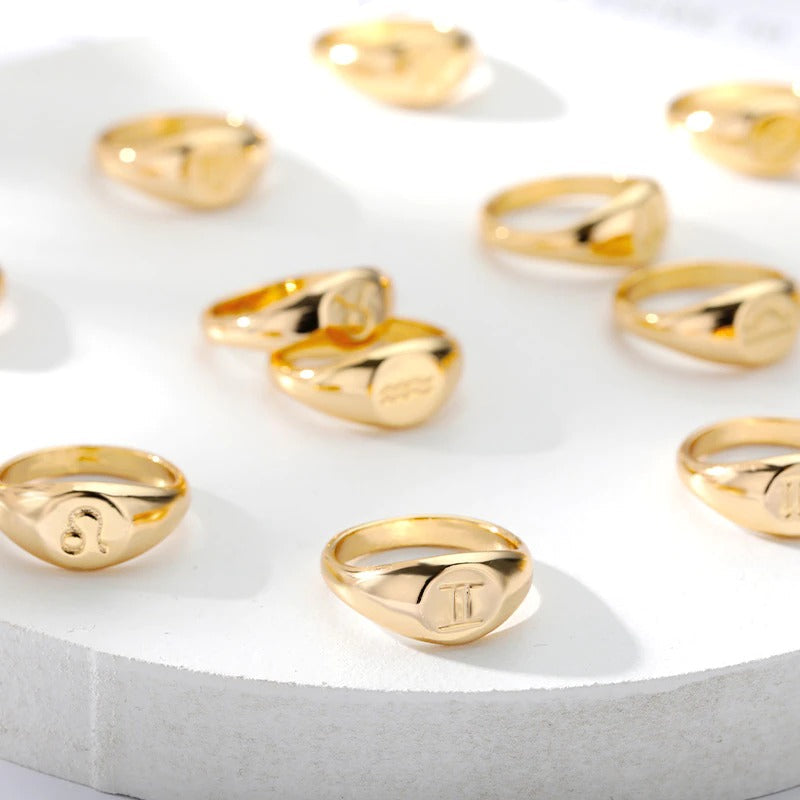 Minimalistische Ringe mit den 12 Sternbildern und Sternzeichen