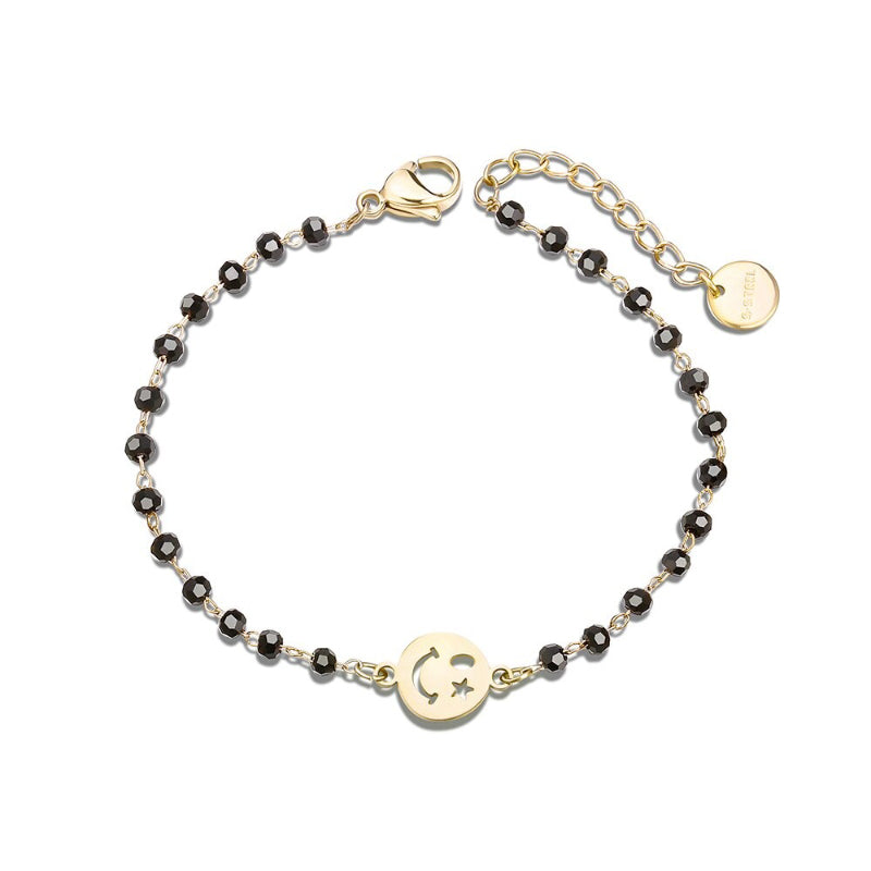 Minimalistischer Kleeblatt-Anhänger mit Kettenarmbändern aus Strassperlen