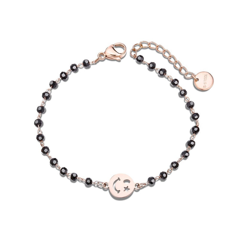 Minimalistischer Kleeblatt-Anhänger mit Kettenarmbändern aus Strassperlen