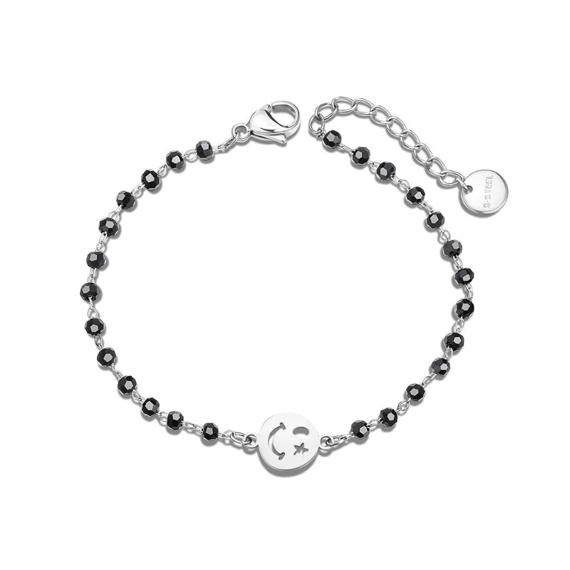 Minimalistischer Kleeblatt-Anhänger mit Kettenarmbändern aus Strassperlen