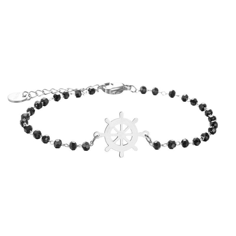 Minimalistischer Kleeblatt-Anhänger mit Kettenarmbändern aus Strassperlen