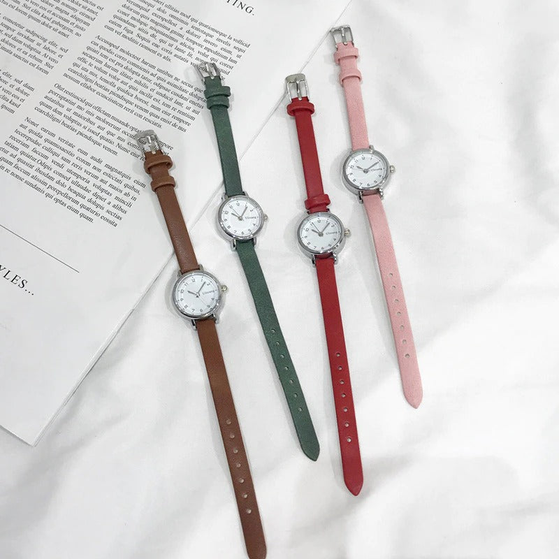 Minimalistisches, leicht lesbares Zifferblatt mit ultradünnen Quarzuhren aus veganem Lederarmband